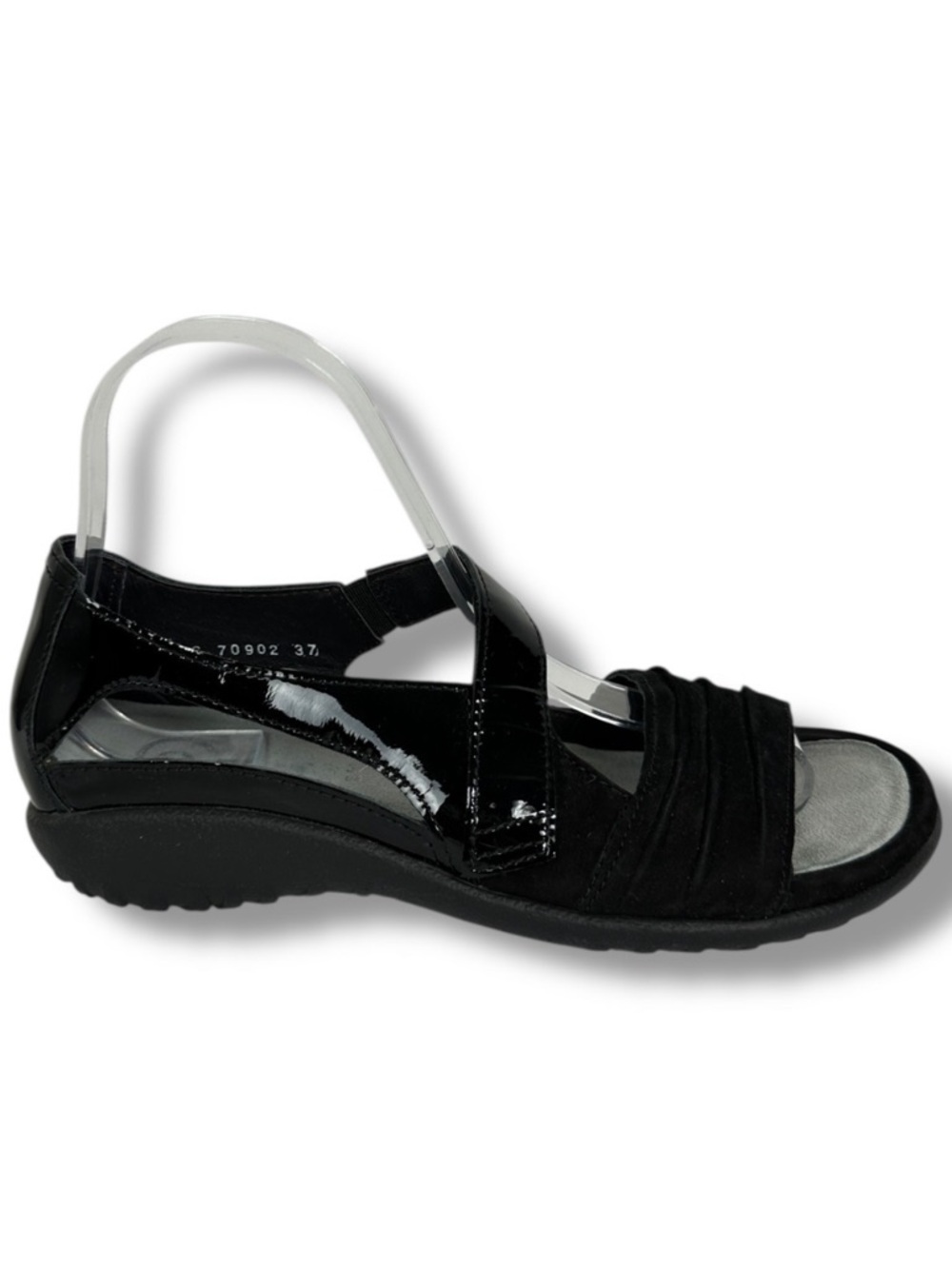 NAOT Papaki Black Patent Sandals Womens Size 37 or 6.5 Leather Adjustable Nubuck